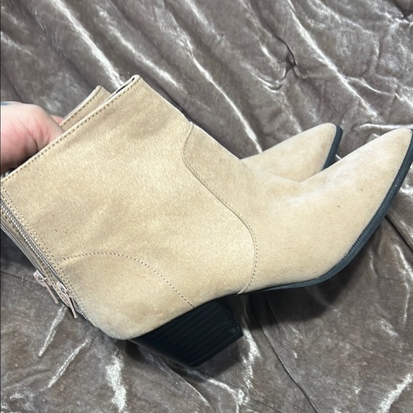 Beige Suede Ankle Boots - Picture 5 of 6